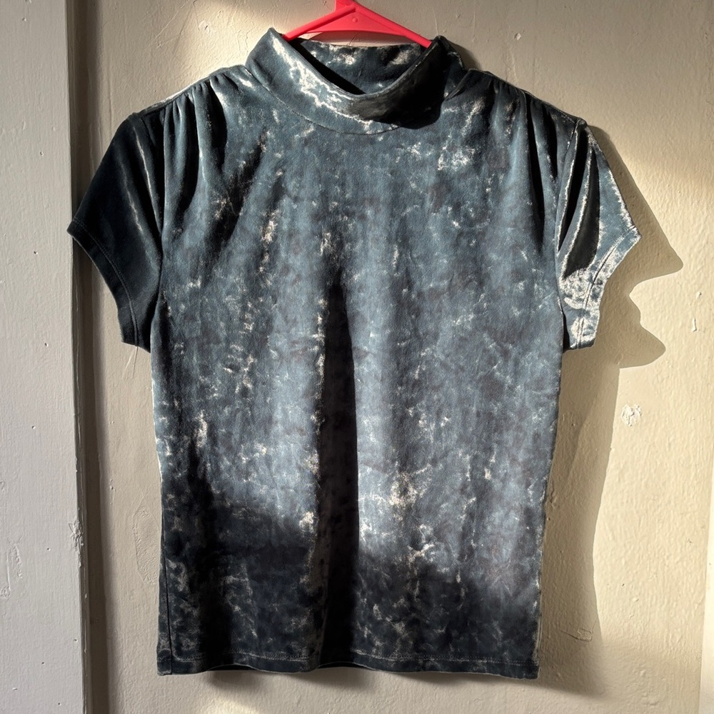 Velvet Mock-neck Tee